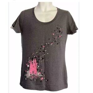 DISNEY “Someday My Prince Will Come” Design T-Shirt Grey with Pink Castle Sz XXL